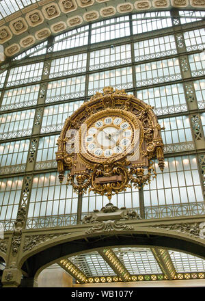 Clock of the old railway station in main hall of Musee d`Orsay. Paris, France Stock Photo